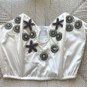 NWT 100% Silk Victoria’s Secret Jeweled Strapless Bra Corset Top Size Small